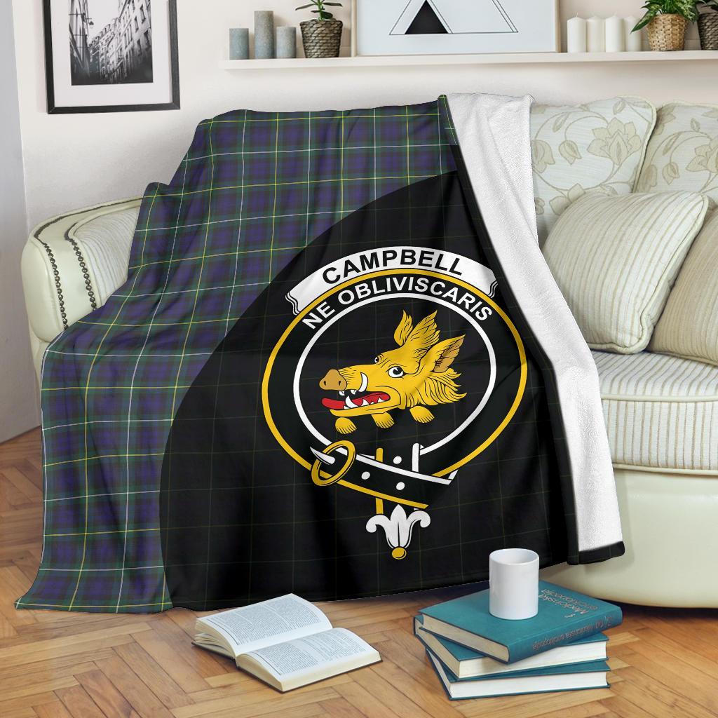 Campbell Argyll Modern Tartan Crest Blanket Wave Style