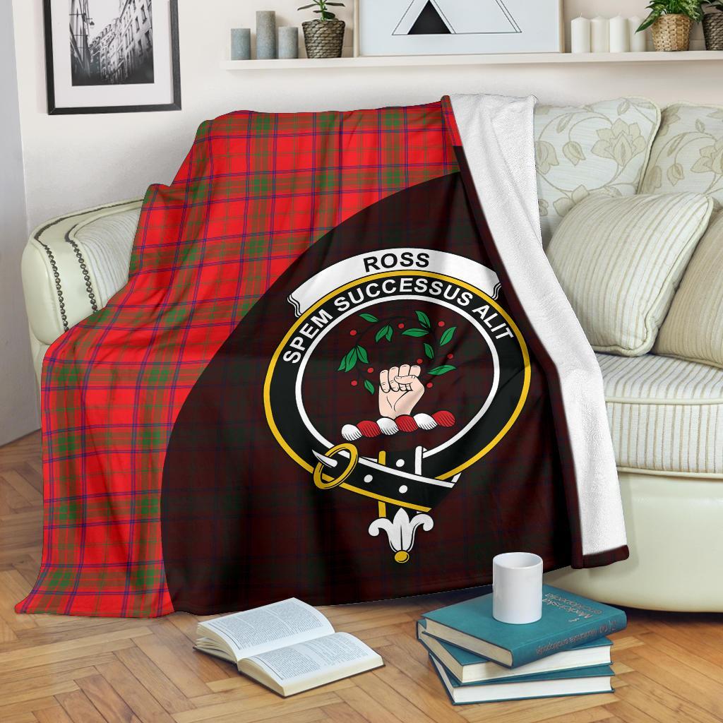 Ross Modern Tartan Crest Blanket Wave Style