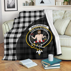 MacFarlane Black & White Tartan Crest Blanket Wave Style