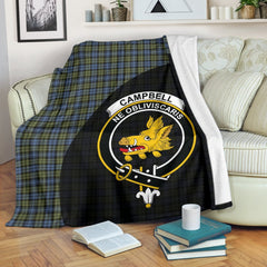 Campbell Faded Tartan Crest Blanket Wave Style