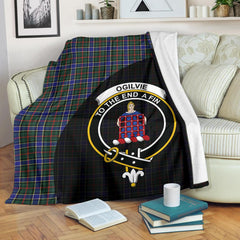 Ogilvie Hunting Modern Tartan Crest Blanket Wave Style