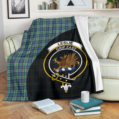 Leslie Hunting Ancient Tartan Crest Blanket Wave Style