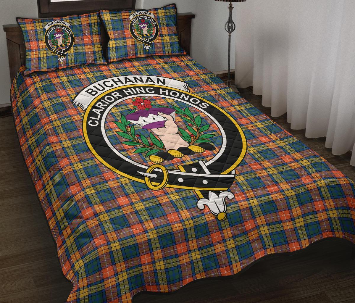 Buchanan Ancient Tartan Crest Quilt Bed Set
