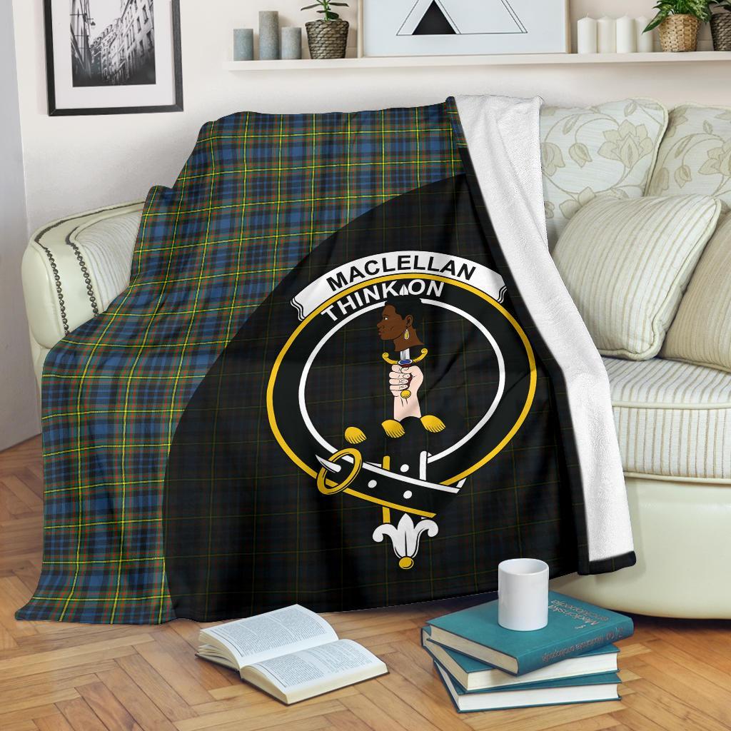 MacLellan Ancient Tartan Crest Blanket Wave Style