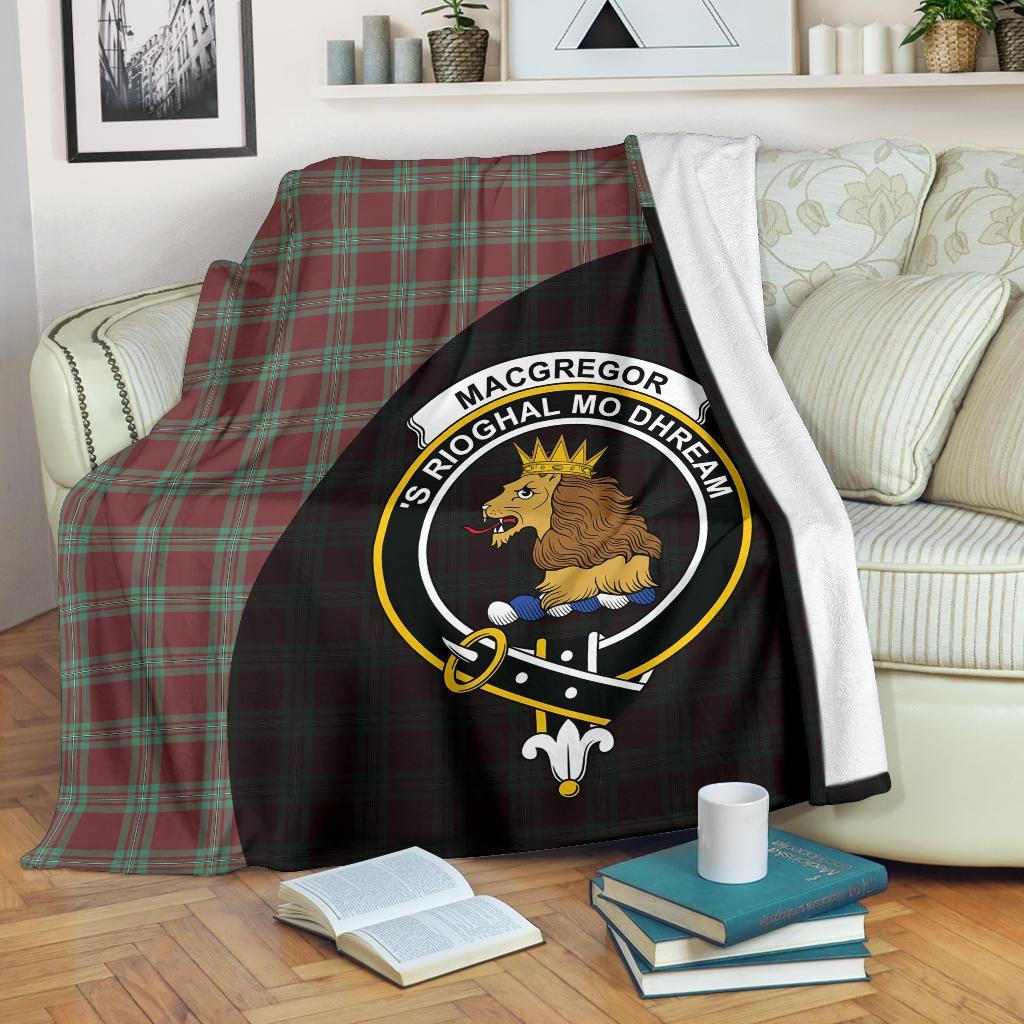 MacGregor Hunting Ancient Tartan Crest Blanket Wave Style