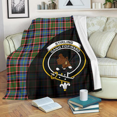 Stirling & Bannockburn District Tartan Crest Blanket Wave Style