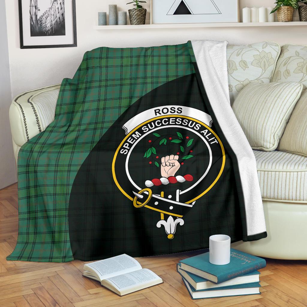 Ross Hunting Ancient Tartan Crest Blanket Wave Style