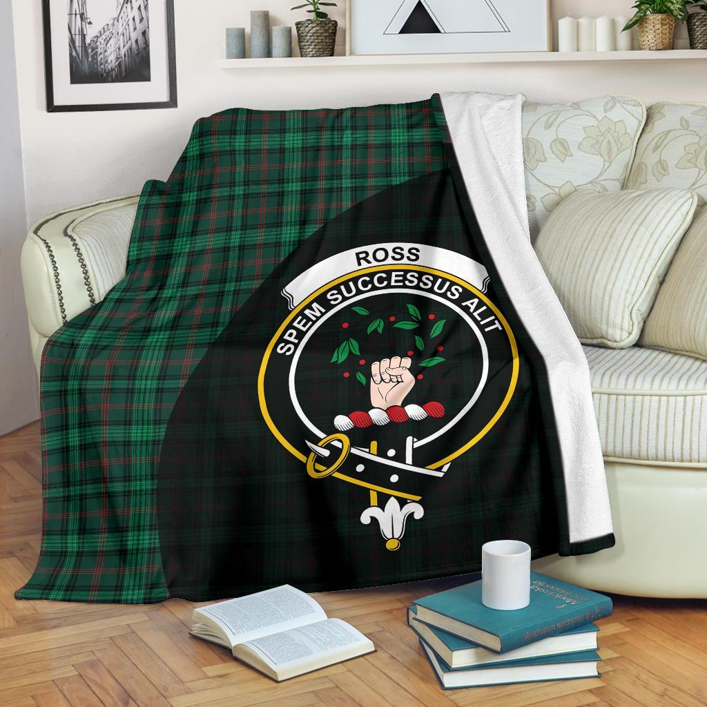 Ross Hunting Modern Tartan Crest Blanket Wave Style