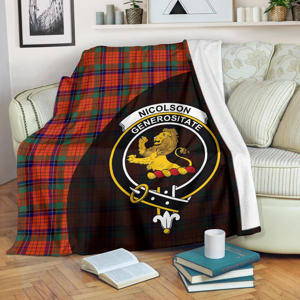 Nicolson Ancient Tartan Crest Blanket Wave Style