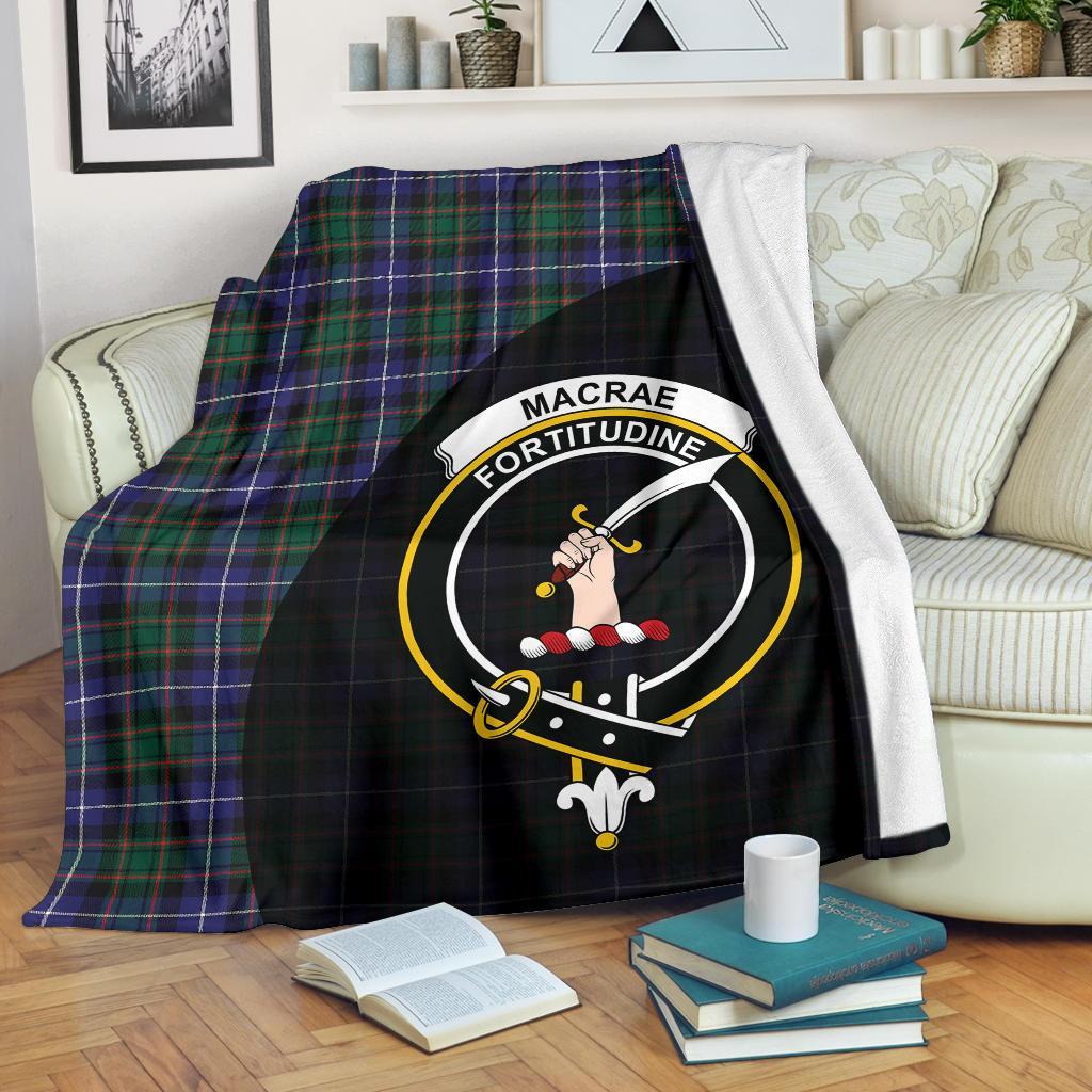 MacRae Hunting Modern Tartan Crest Blanket Wave Style