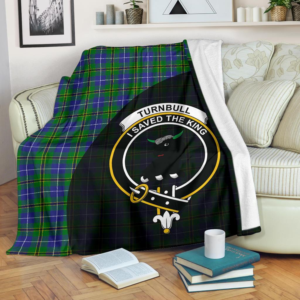 Turnbull Hunting Tartan Crest Blanket Wave Style