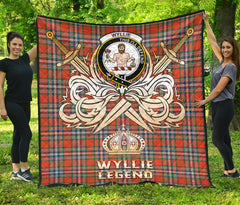 Wyllie Tartan Crest Legend Gold Royal Premium Quilt SP