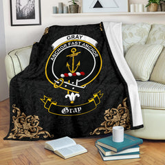 Gray Crest Tartan Premium Blanket Black - SP