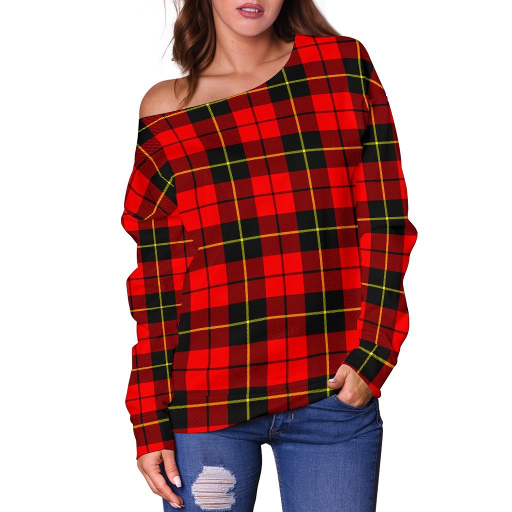 Wallace Hunting - Red Tartan Off Shoulder Sweater