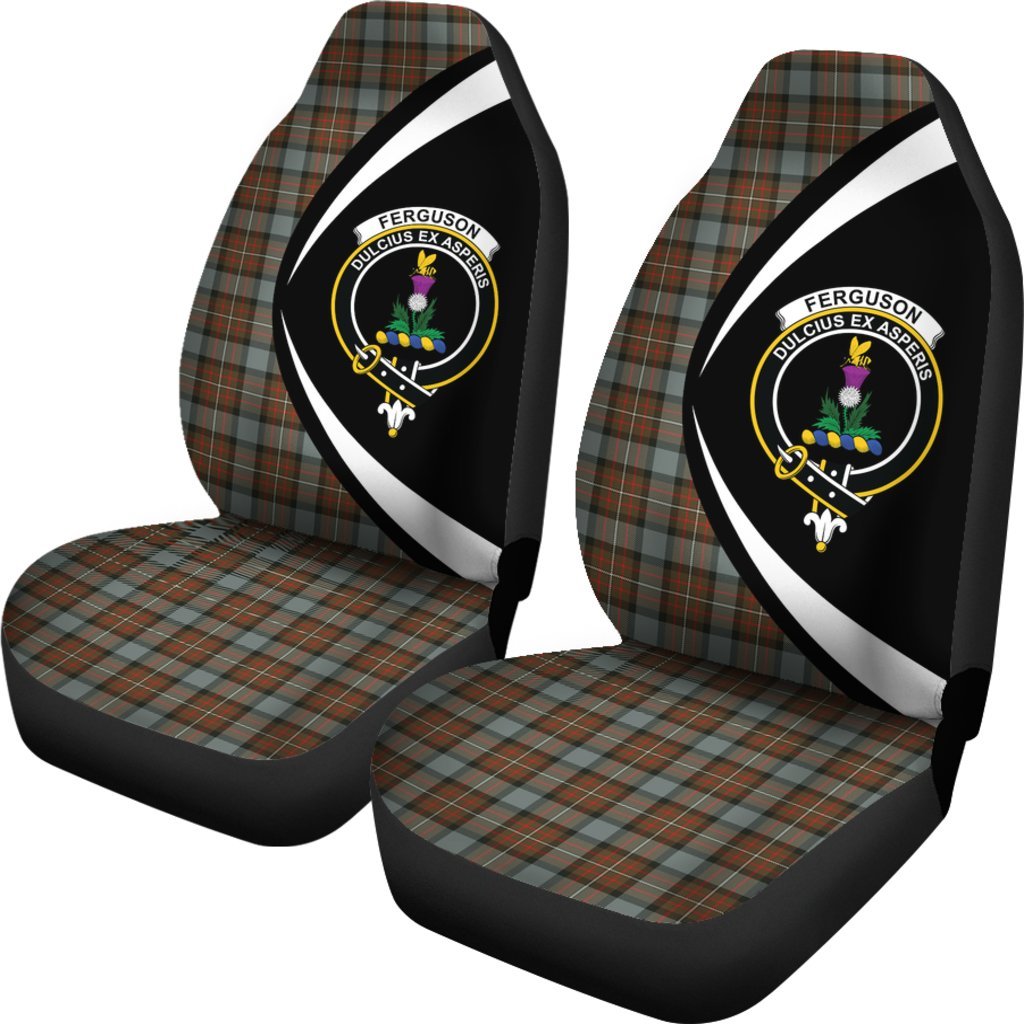 Fergusson Weathered Tartan Crest Circle Style Car Seat Cover