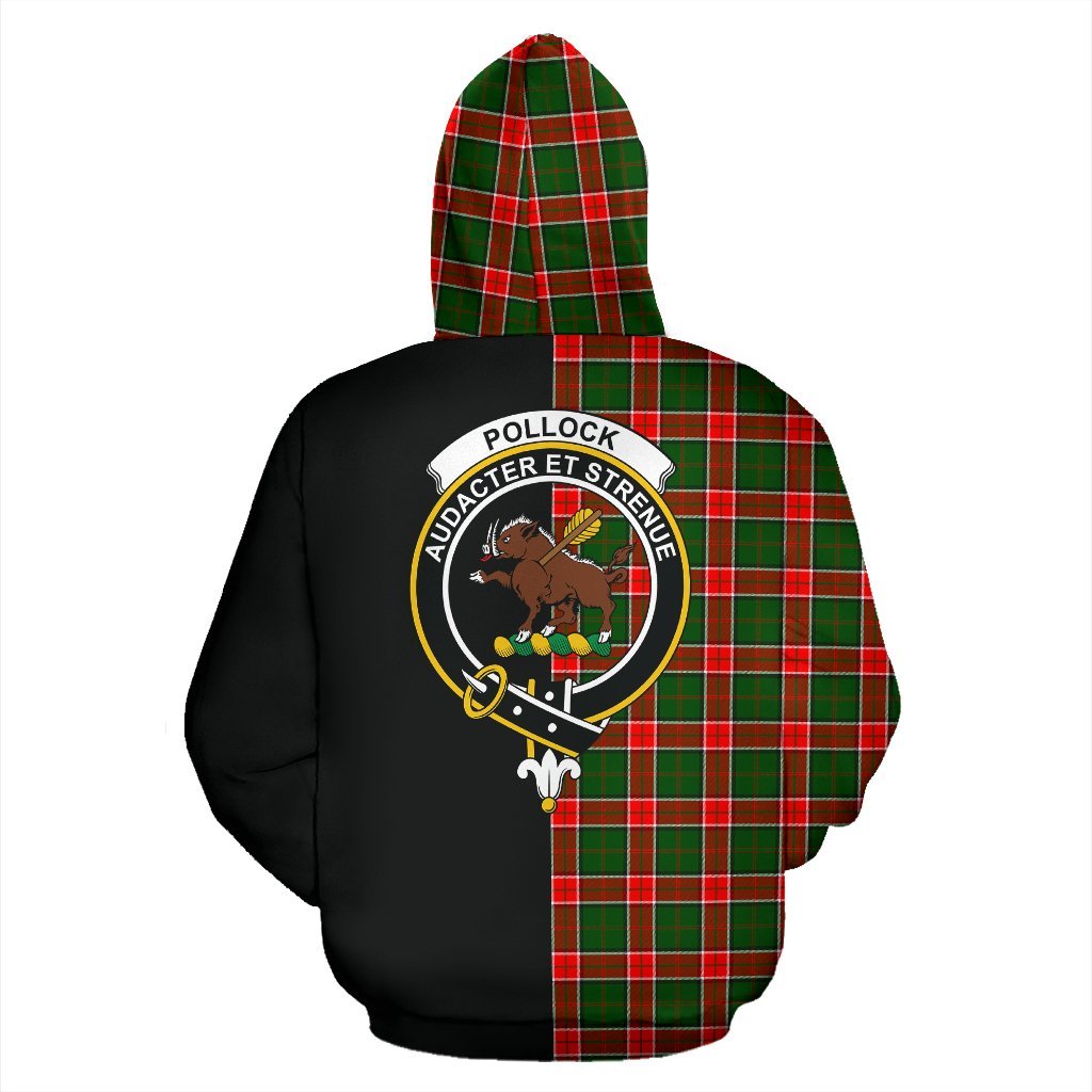 Pollock Modern Tartan Crest Zipper Hoodie - Half Of Me Style