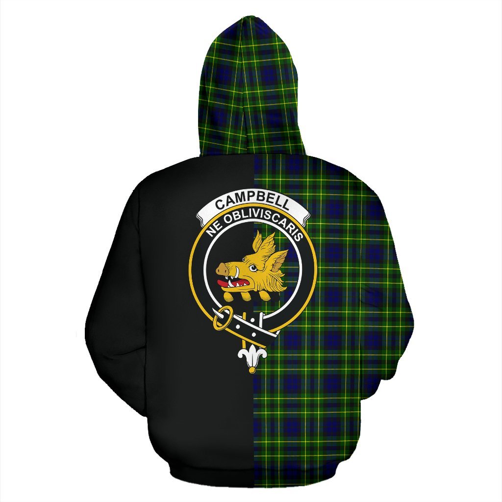 Campbell of Breadalbane Modern Tartan Crest Zipper Hoodie - Half Of Me Style