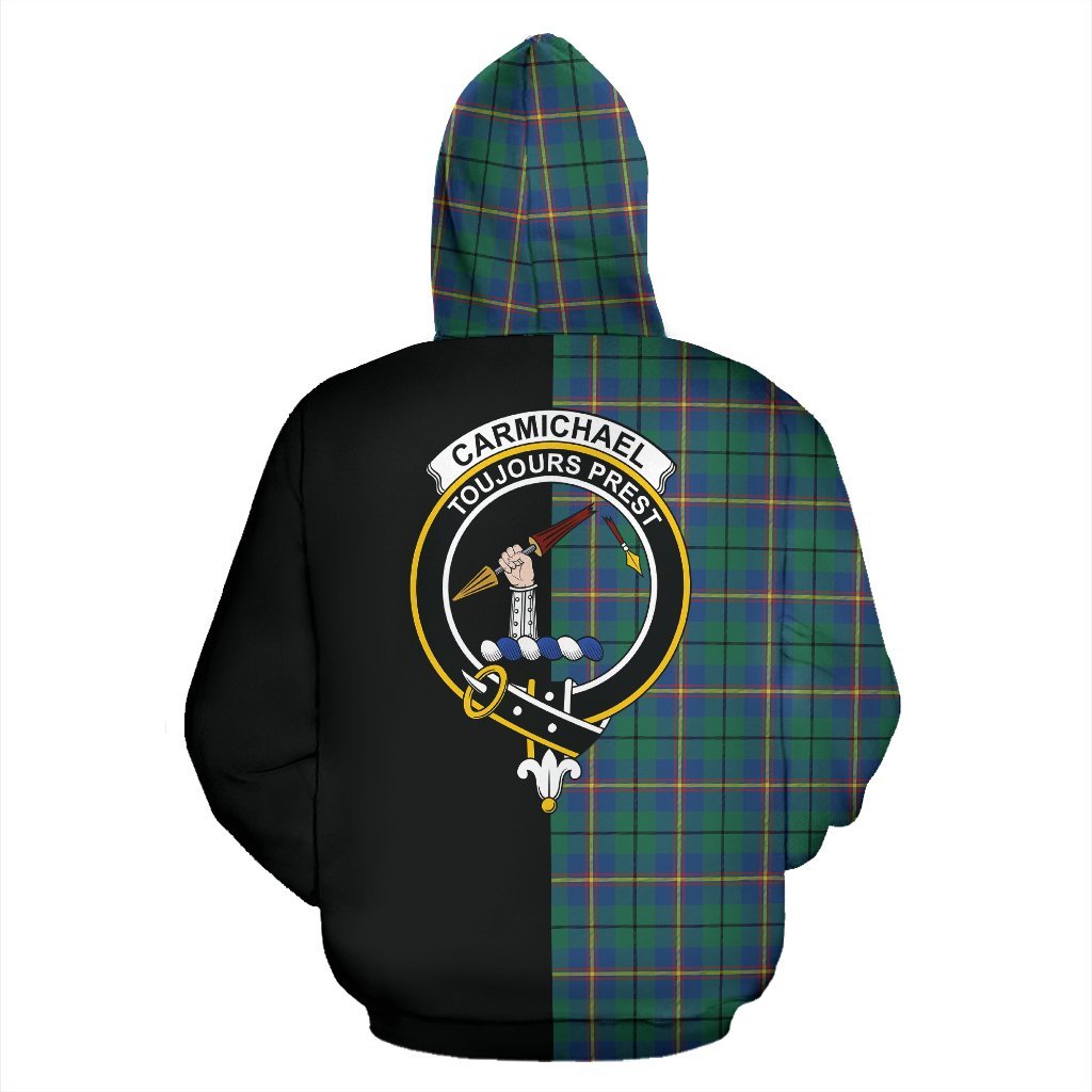 Carmichael Ancient Tartan Crest Zipper Hoodie - Half Of Me Style