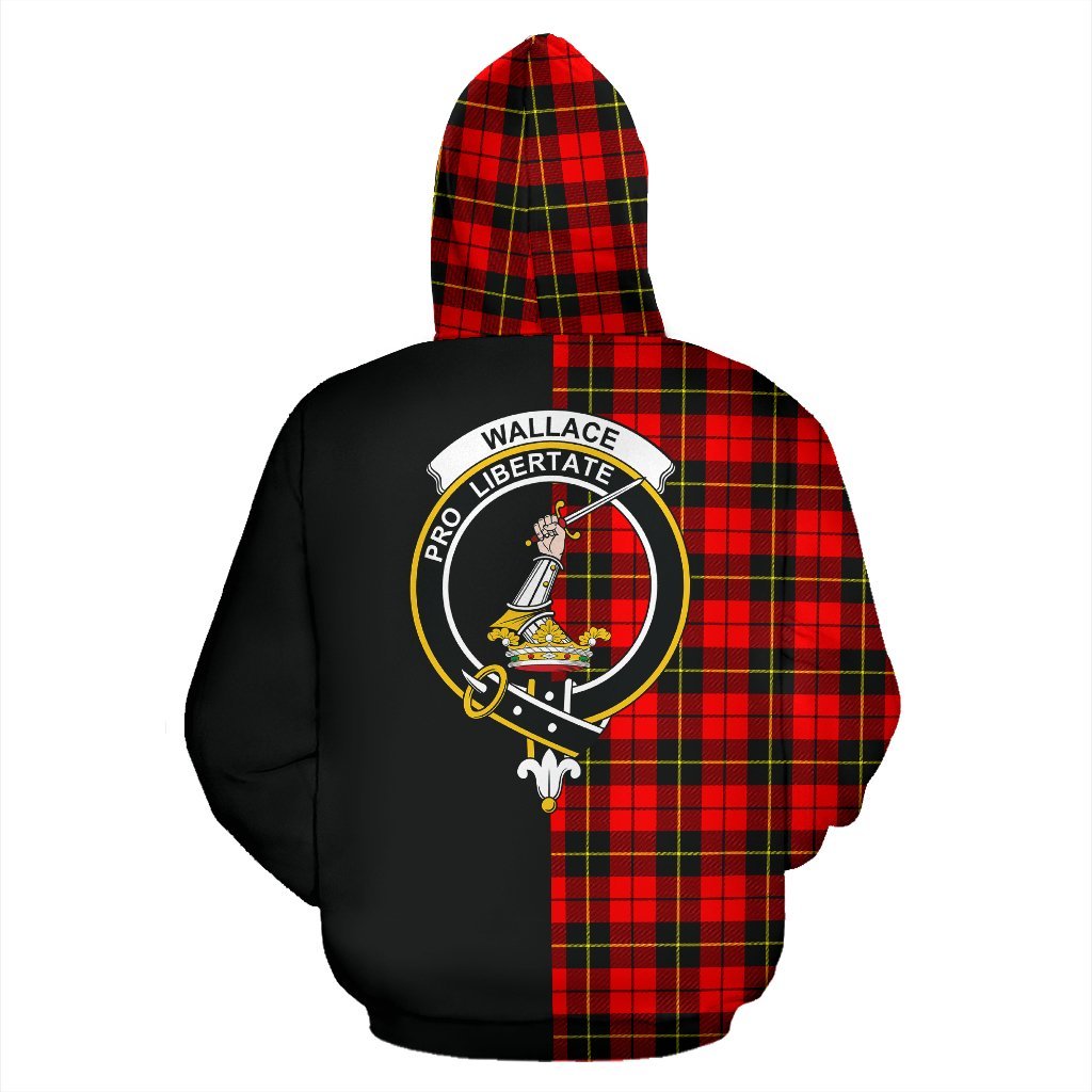 Wallace Hunting Red Tartan Crest Zipper Hoodie - Half Of Me Style