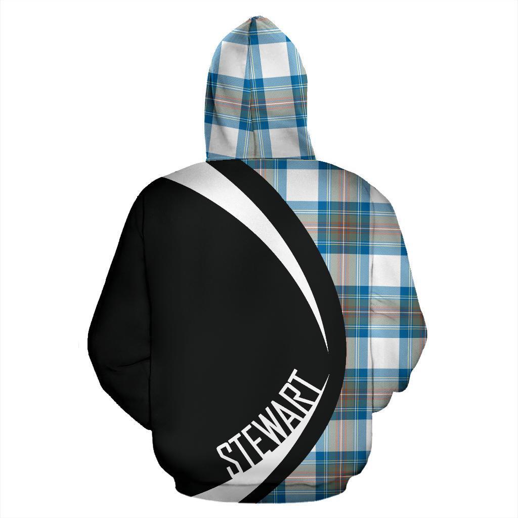 Stewart Muted Blue Tartan Crest Hoodie - Circle Style