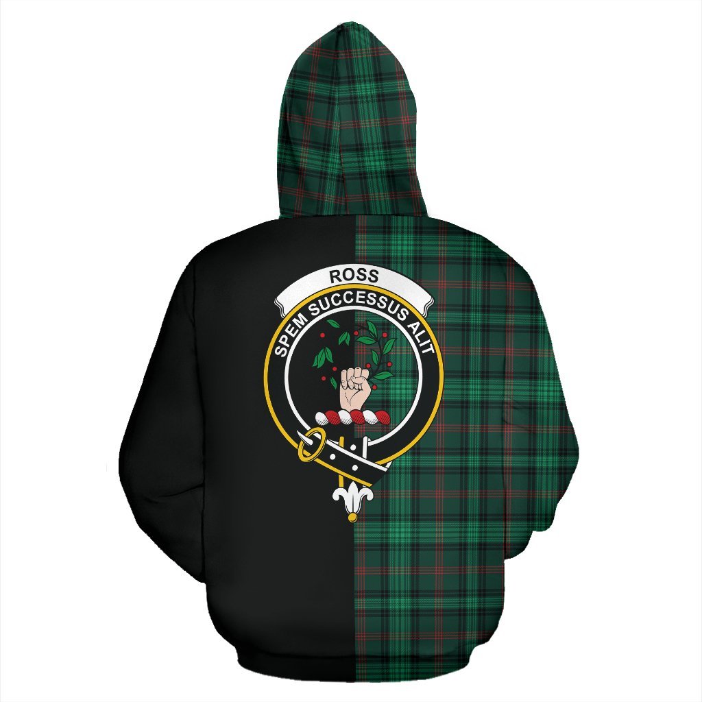 Ross Hunting Modern Tartan Crest Zipper Hoodie - Half Of Me Style