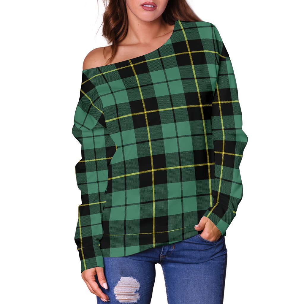 Wallace Hunting Ancient Tartan Off Shoulder Sweater