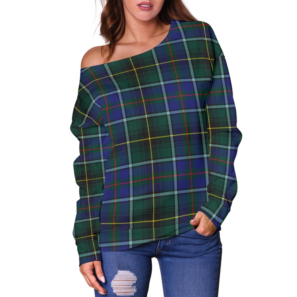 MacInnes Modern Tartan Off Shoulder Sweater