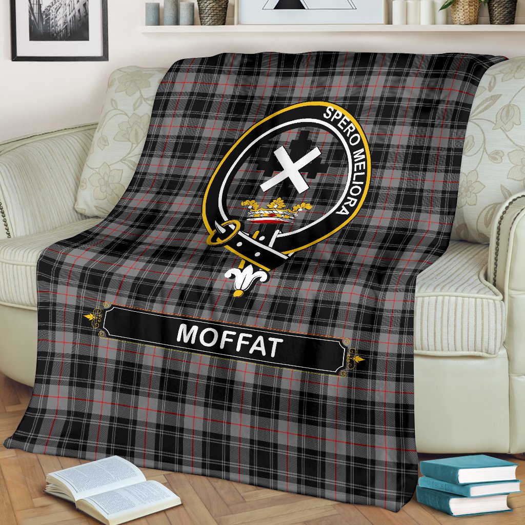 Moffat Family Tartan Crest Blanket - 3 Sizes