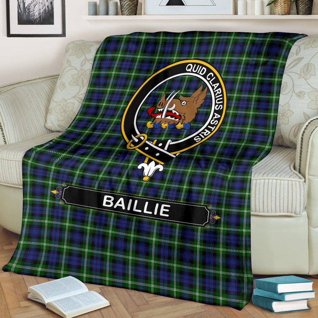 Baillie Family Tartan Crest Blanket - 3 Sizes