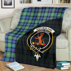 Sutherland Old Ancient Tartan Crest Blanket Wave Style
