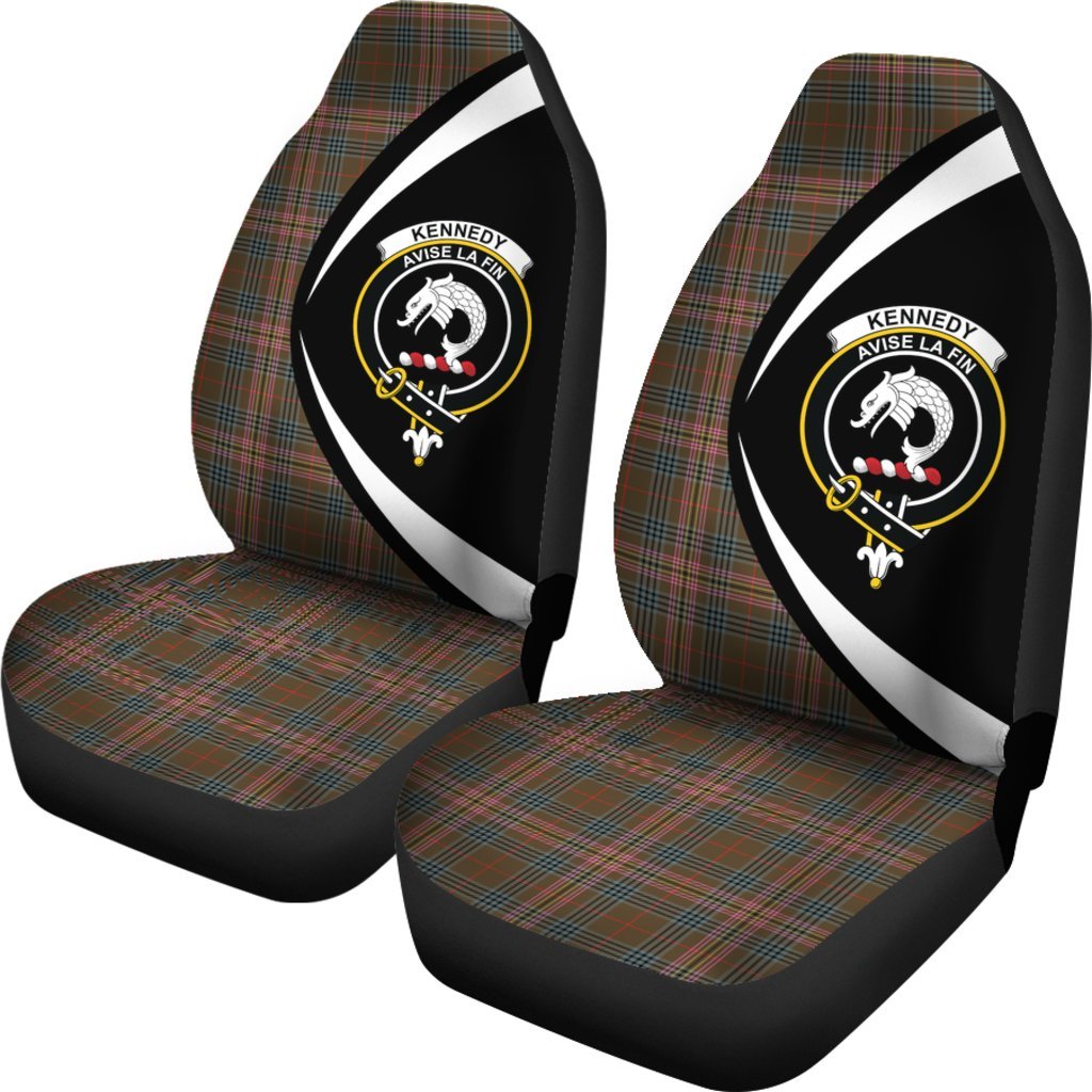Kennedy Weathered Tartan Crest Circle Car Seat Cover