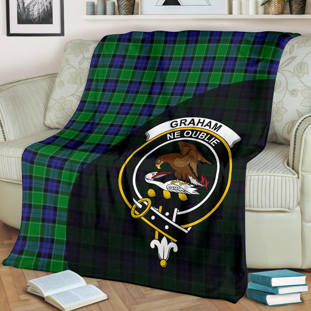 Graham of Menteith Modern Tartan Crest Blanket Wave Style