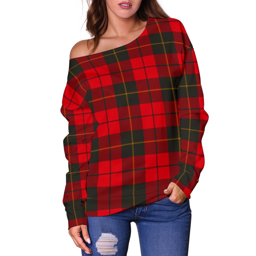 Wallace Weathered Tartan Off Shoulder Sweater