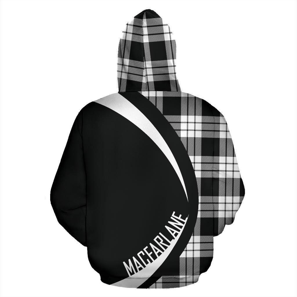 MacFarlane Black And White Crest Tartan Hoodie - Circle Style