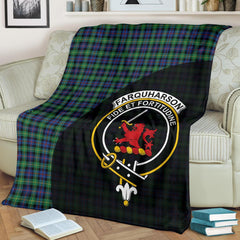 Farquharson Ancient Tartan Crest Blanket Wave Style