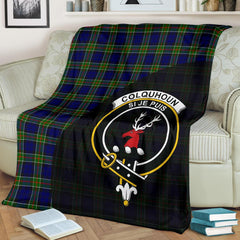 Colquhoun Modern Tartan Crest Blanket Wave Style