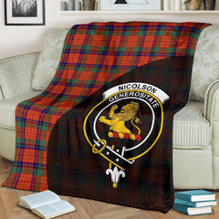 Nicolson Ancient Tartan Crest Blanket Wave Style