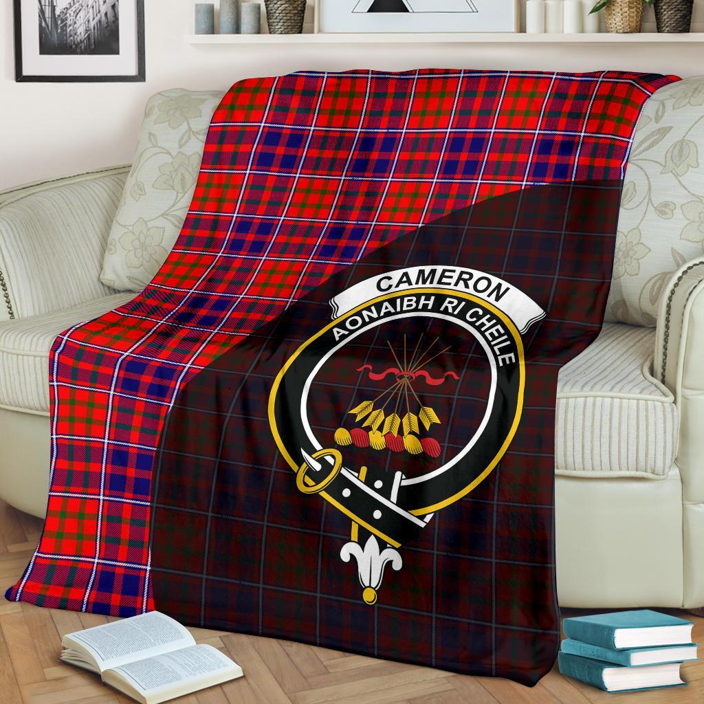 Cameron of Lochiel Modern Tartan Crest Blanket Wave Style