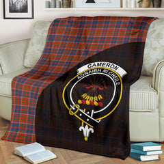 Cameron of Lochiel Ancient Tartan Crest Blanket Wave Style