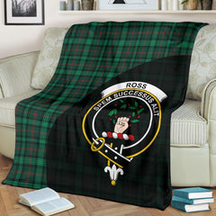 Ross Hunting Modern Tartan Crest Blanket Wave Style