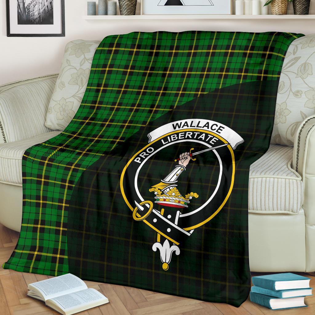 Wallace Hunting - Green Tartan Crest Blanket Wave Style