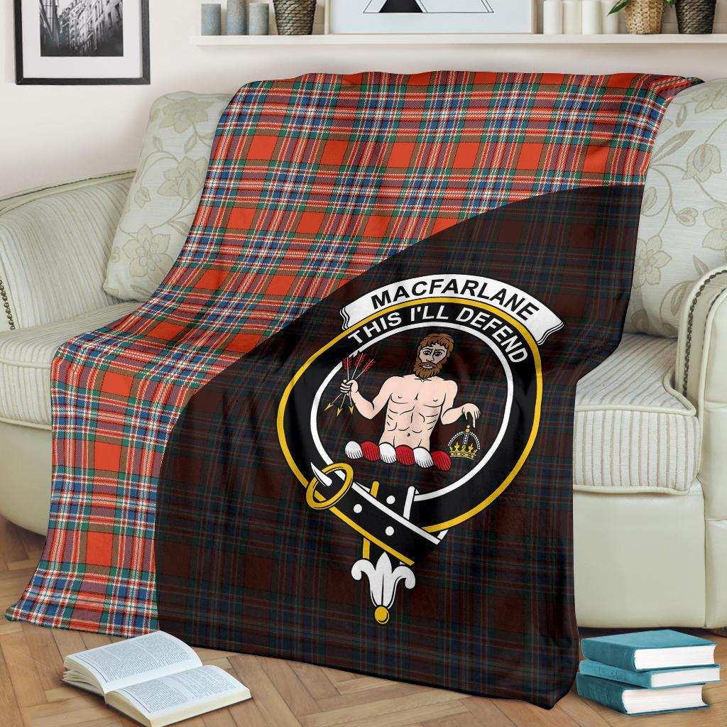 MacFarlane Ancient Tartan Crest Blanket Wave Style