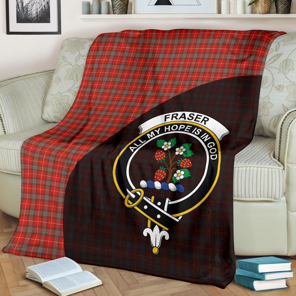 Fraser Weathered Tartan Crest Blanket Wave Style