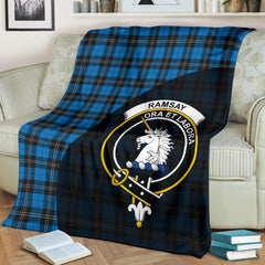 Ramsay Blue Ancient Tartan Crest Blanket Wave Style