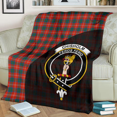 Chisholm Ancient Tartan Crest Blanket Wave Style