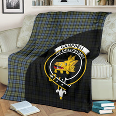Campbell Faded Tartan Crest Blanket Wave Style