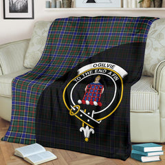 Ogilvie Hunting Modern Tartan Crest Blanket Wave Style