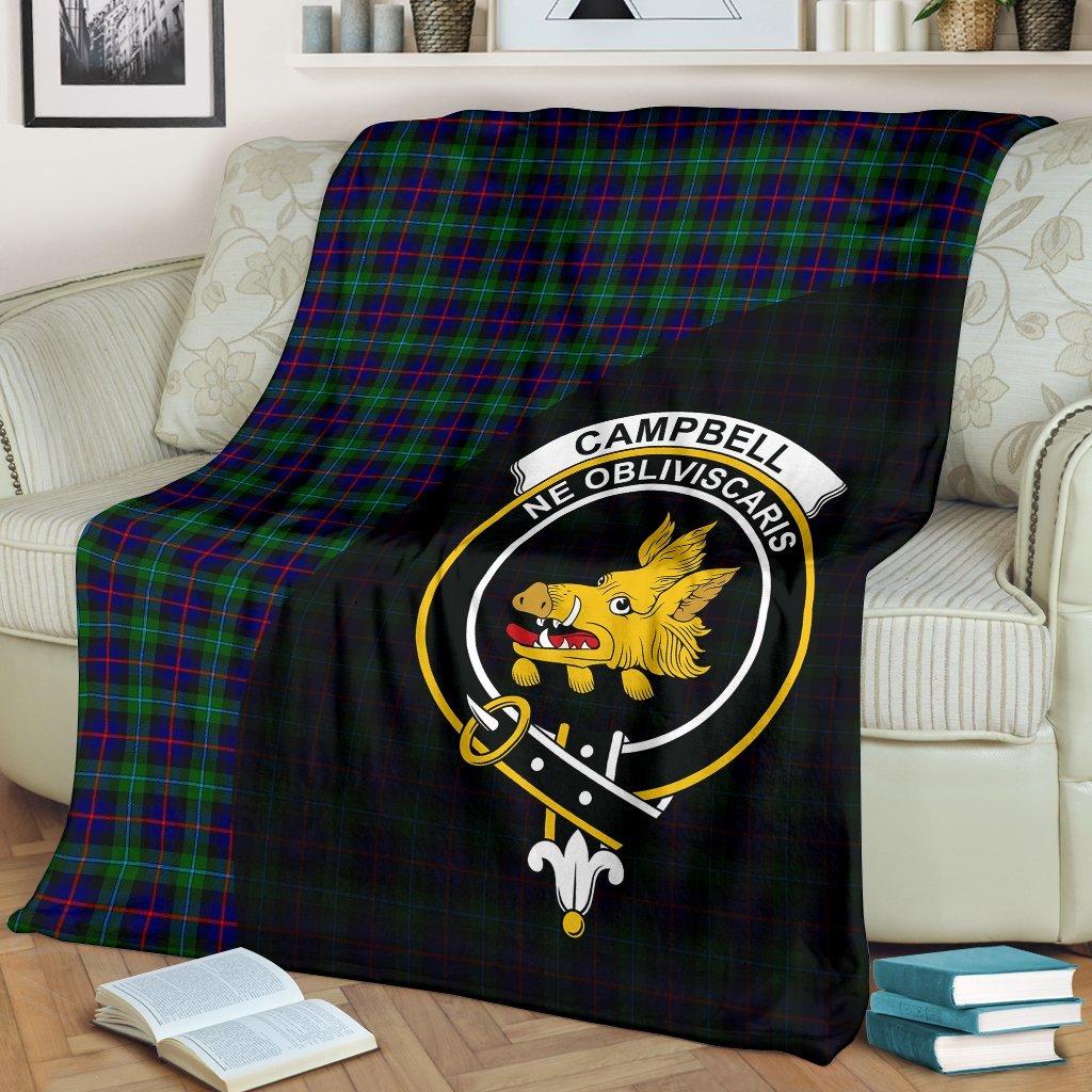 Campbell of Cawdor Modern Tartan Crest Blanket Wave Style