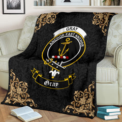 Gray Crest Tartan Premium Blanket Black - SP