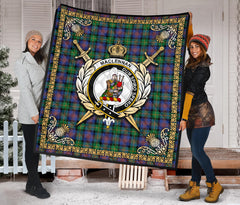 MacLennan Ancient Tartan Crest Premium Quilt - Celtic Thistle Style SP